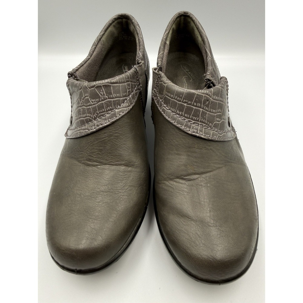 Easy Street Womens 10M Brown Comfort Zip Low Heel Ankle Shoes